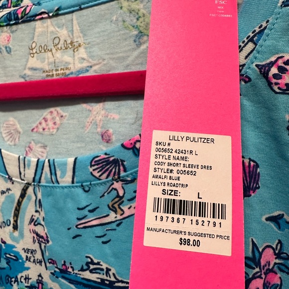 Lilly Pulitzer Blue Pink Florida Casual Sundress - Picture 2 of 3